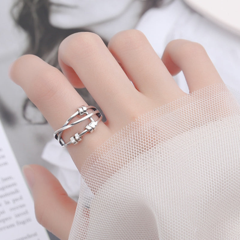 4g 925 Sterling Silver Anxiety Ring Multi Layer Design With Spinning Beads Help You Release Your Stress Match Daily Outfits Perfect Gift For Friends And Family