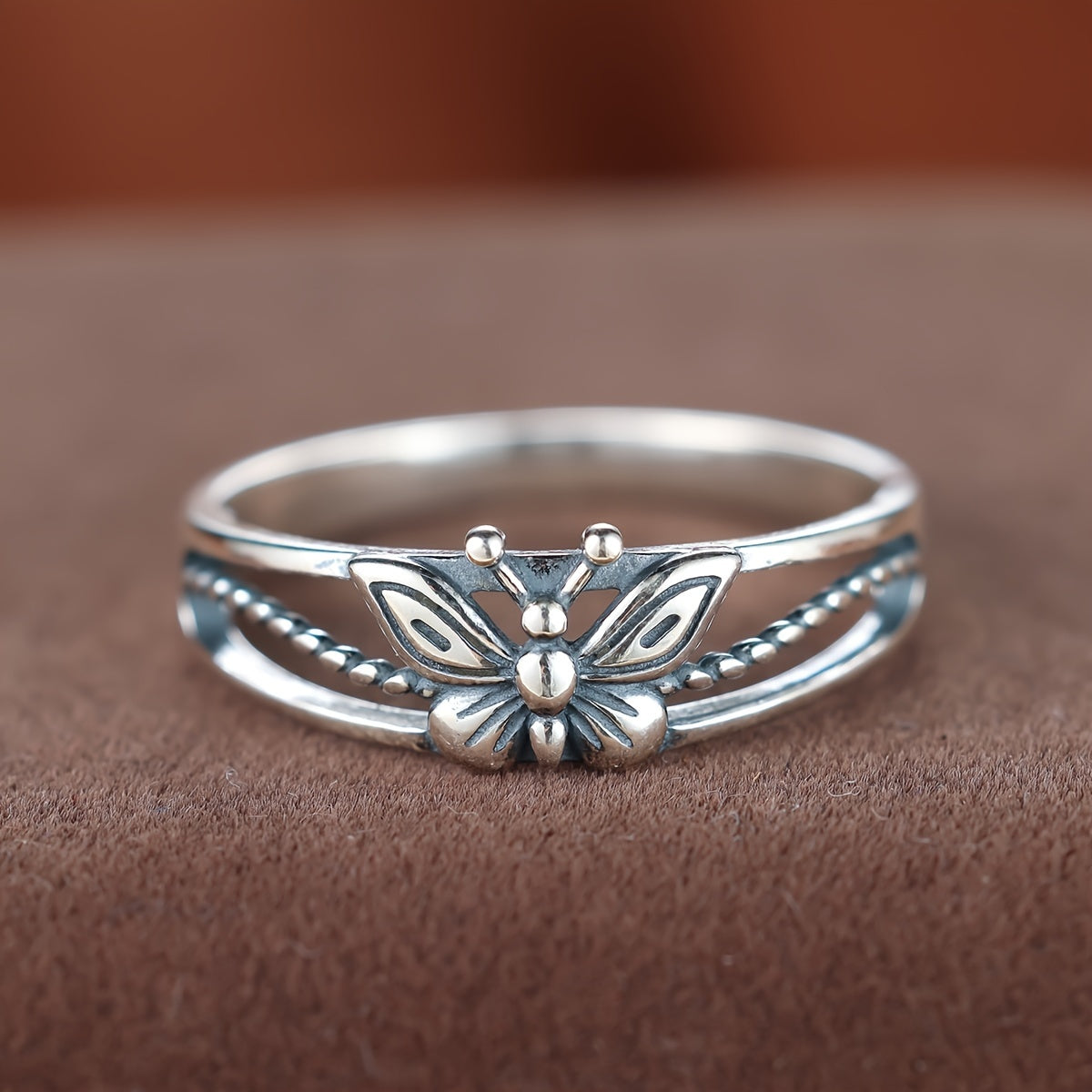 925 Sterling Silver Ring Retro Butterfly Design High Quality Jewelry Match Daily Outfits Party Accessory Gift For Your Cool & Sweet Lover