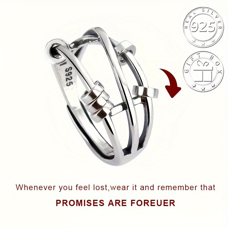 4g 925 Sterling Silver Anxiety Ring Multi Layer Design With Spinning Beads Help You Release Your Stress Match Daily Outfits Perfect Gift For Friends And Family