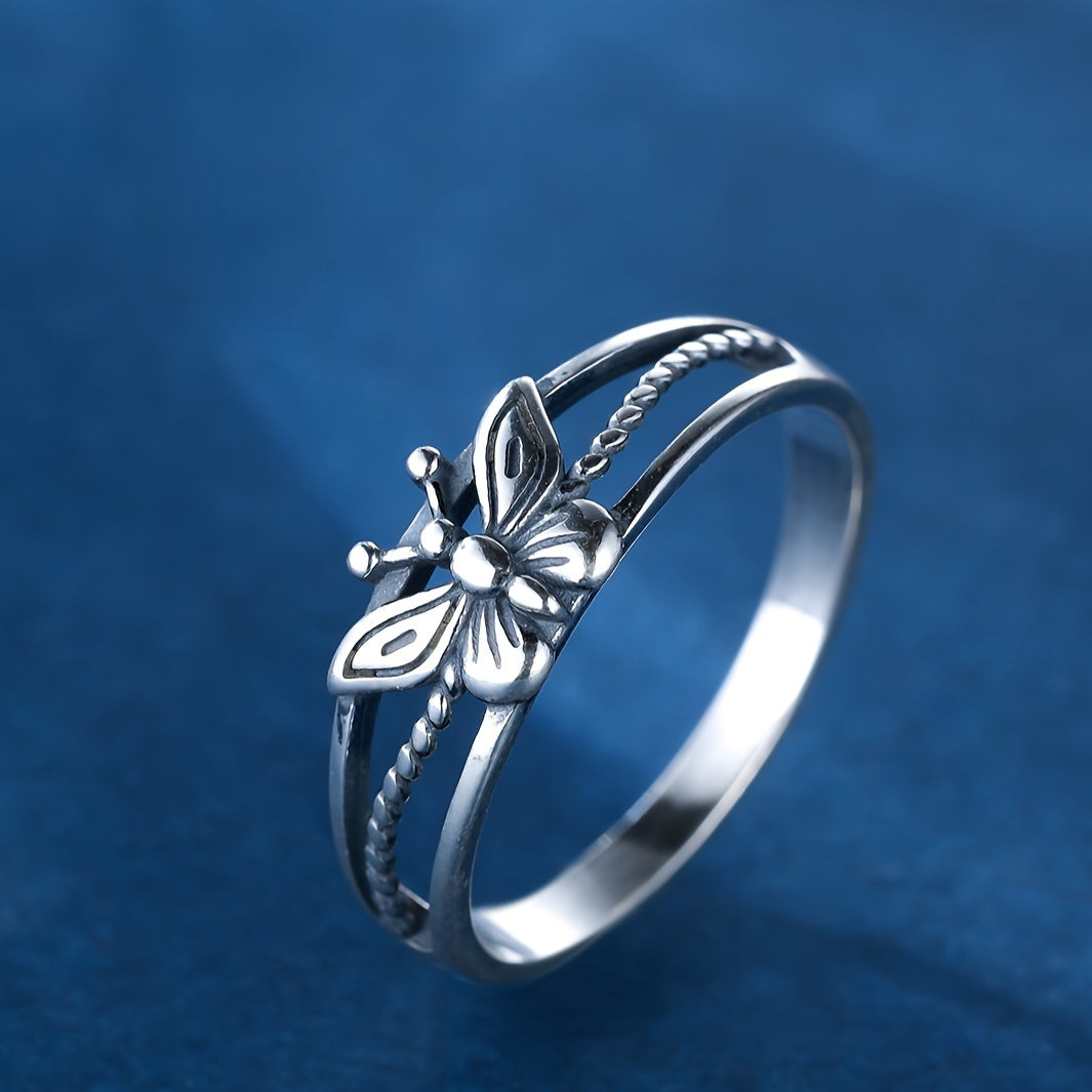 925 Sterling Silver Ring Retro Butterfly Design High Quality Jewelry Match Daily Outfits Party Accessory Gift For Your Cool & Sweet Lover