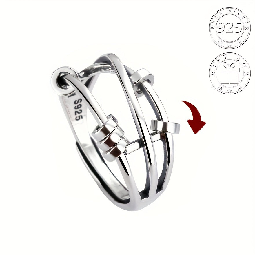 4g 925 Sterling Silver Anxiety Ring Multi Layer Design With Spinning Beads Help You Release Your Stress Match Daily Outfits Perfect Gift For Friends And Family